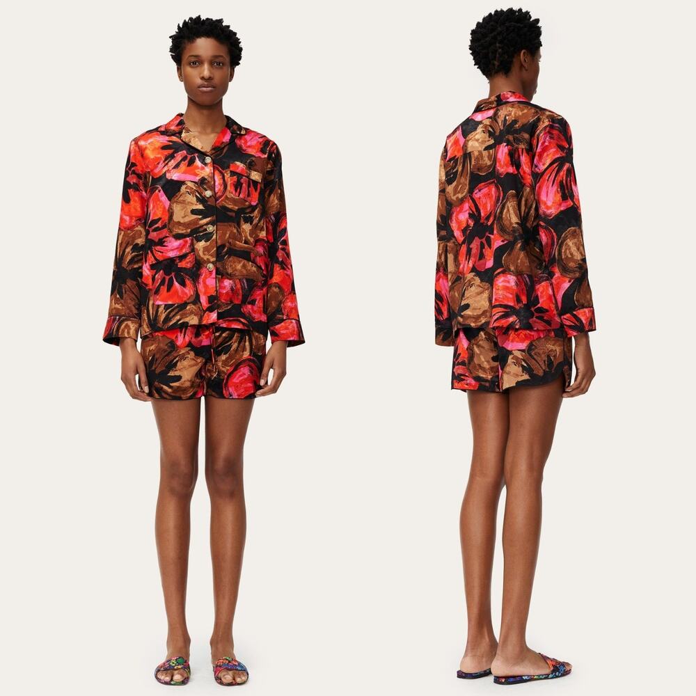 Stine Goya Tjasa Blazer Dane Shorts Set Opium Brown Floral Jacquard Sz M